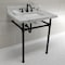 Fauceture Dreyfuss 30" Console Sink W/ SS Leg (8", 3 Hole), Marble White/ Black KVPB30M8SQ0ST - alternate 5